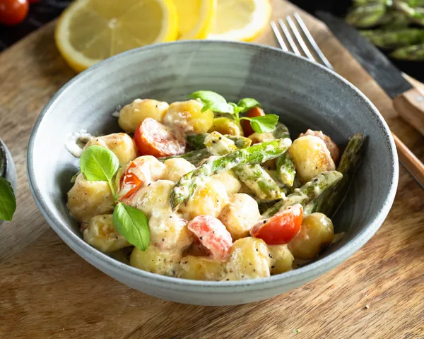 Spargel mit Gnocchi