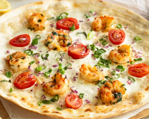 Flammkuchen mit Garnelen