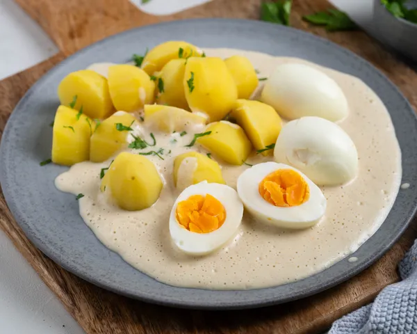 Eier in Senfsoße