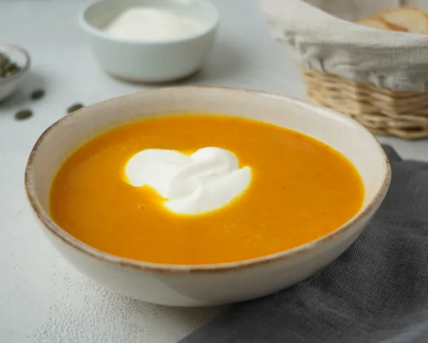 Kürbissuppe mit Crème fraîche